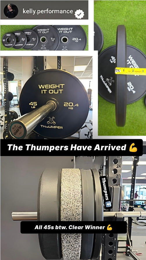 'Thumper' Thin Bumper Weight Plate Pairs. (Thinnest Bumper Plates Ever!)