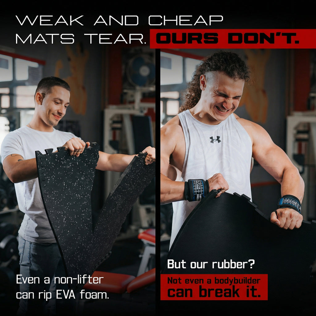 4 pack – Interlocking Rubber Gym Tiles — 22.5" × 22.5" | 1/2" Thick