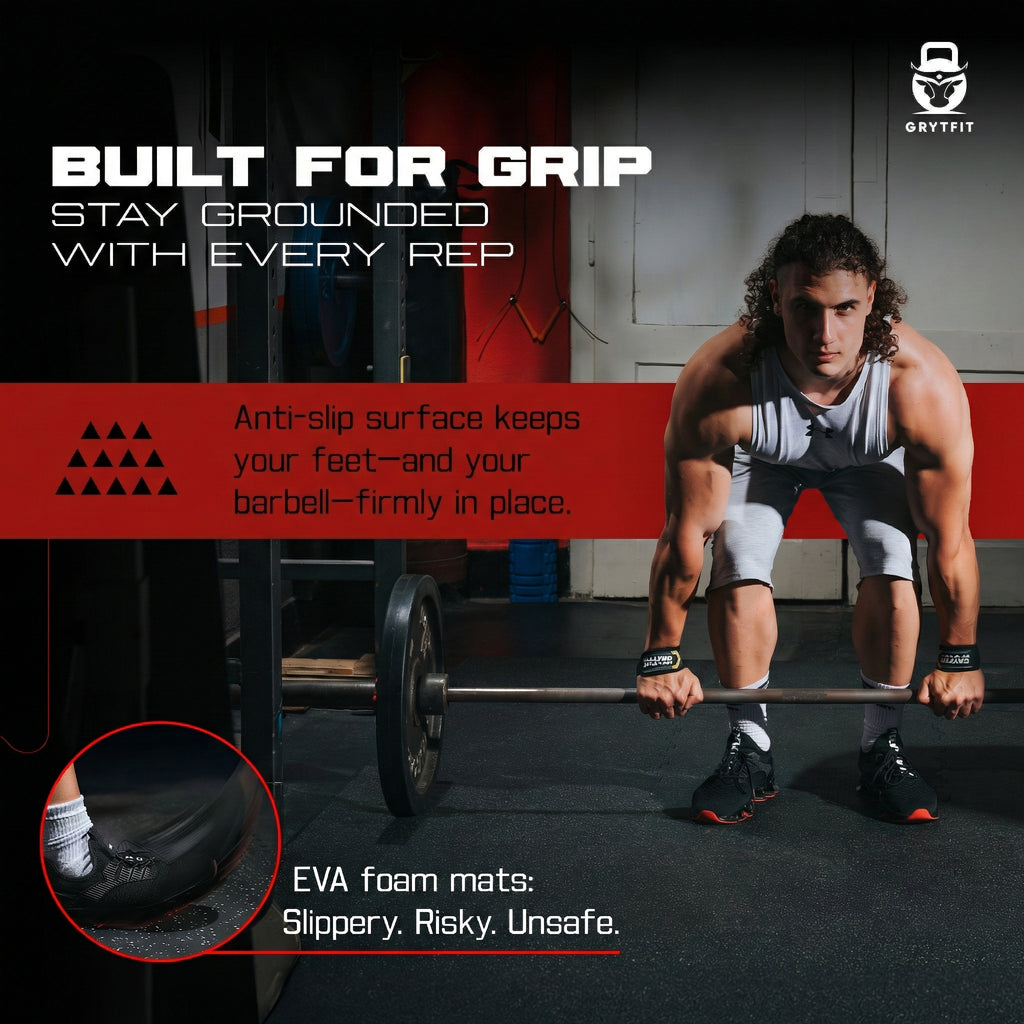 4 pack – Interlocking Rubber Gym Tiles — 22.5" × 22.5" | 1/2" Thick