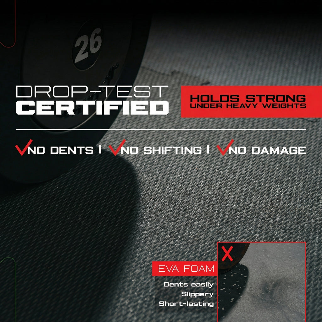 4 pack – Interlocking Rubber Gym Tiles — 22.5" × 22.5" | 1/2" Thick