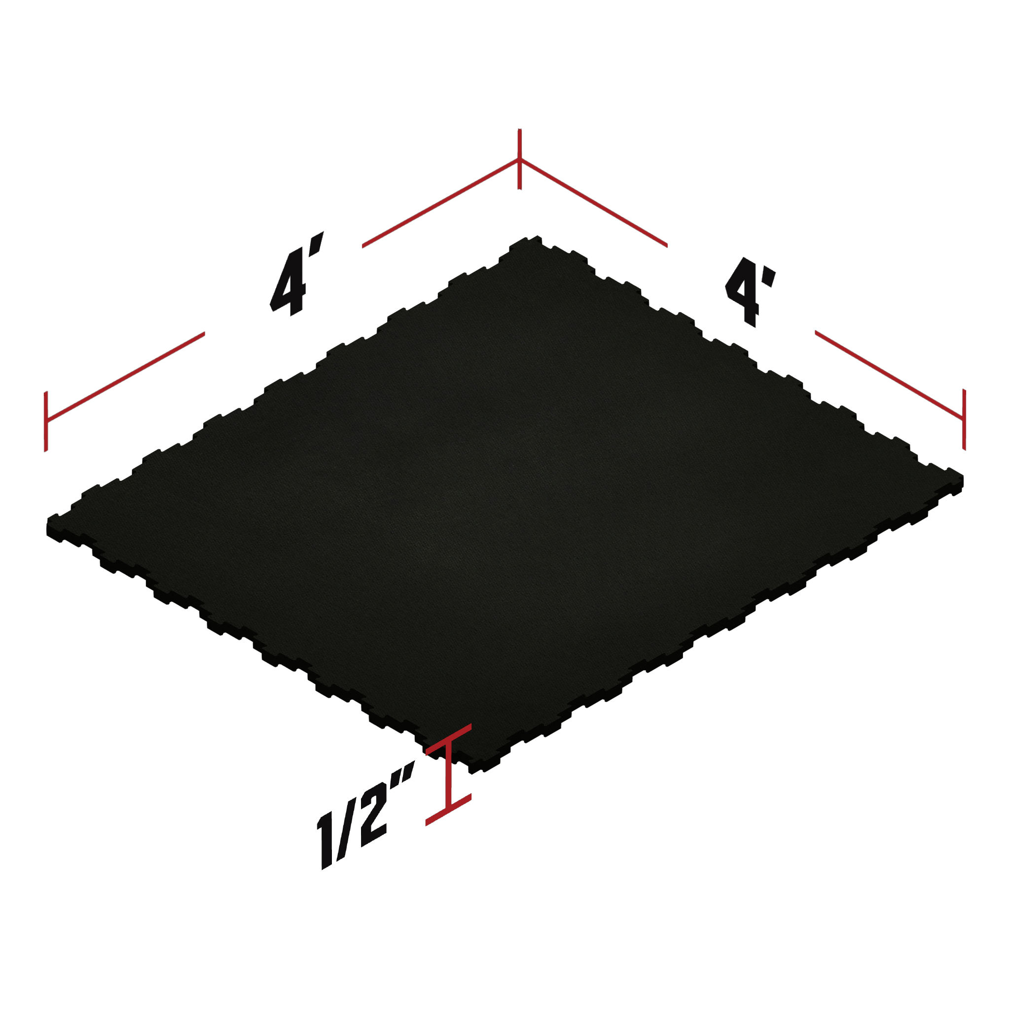 Interlocking 4' x 4' Rubber Mat 1/2