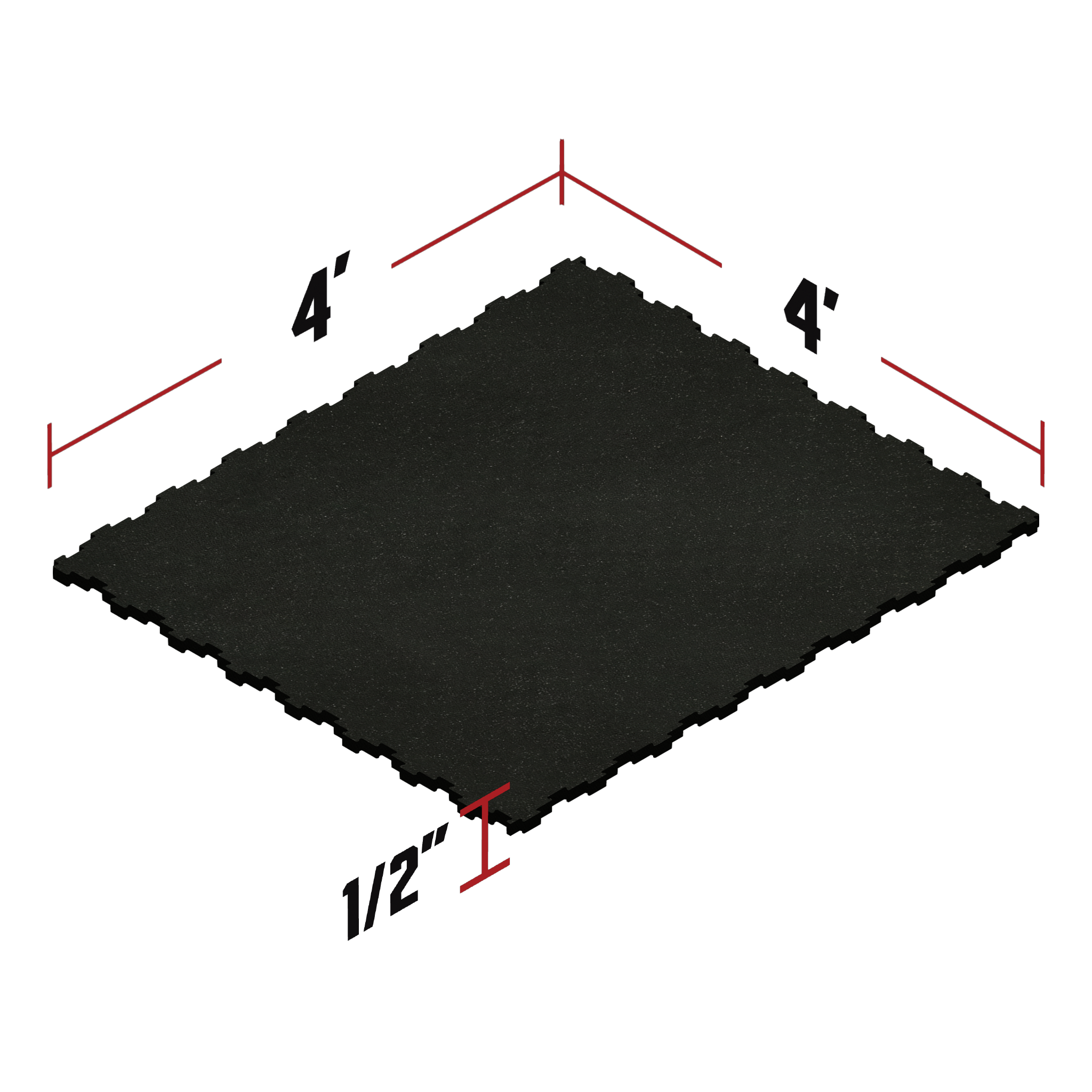 Interlocking 4' x 4' Rubber Mat 1/2