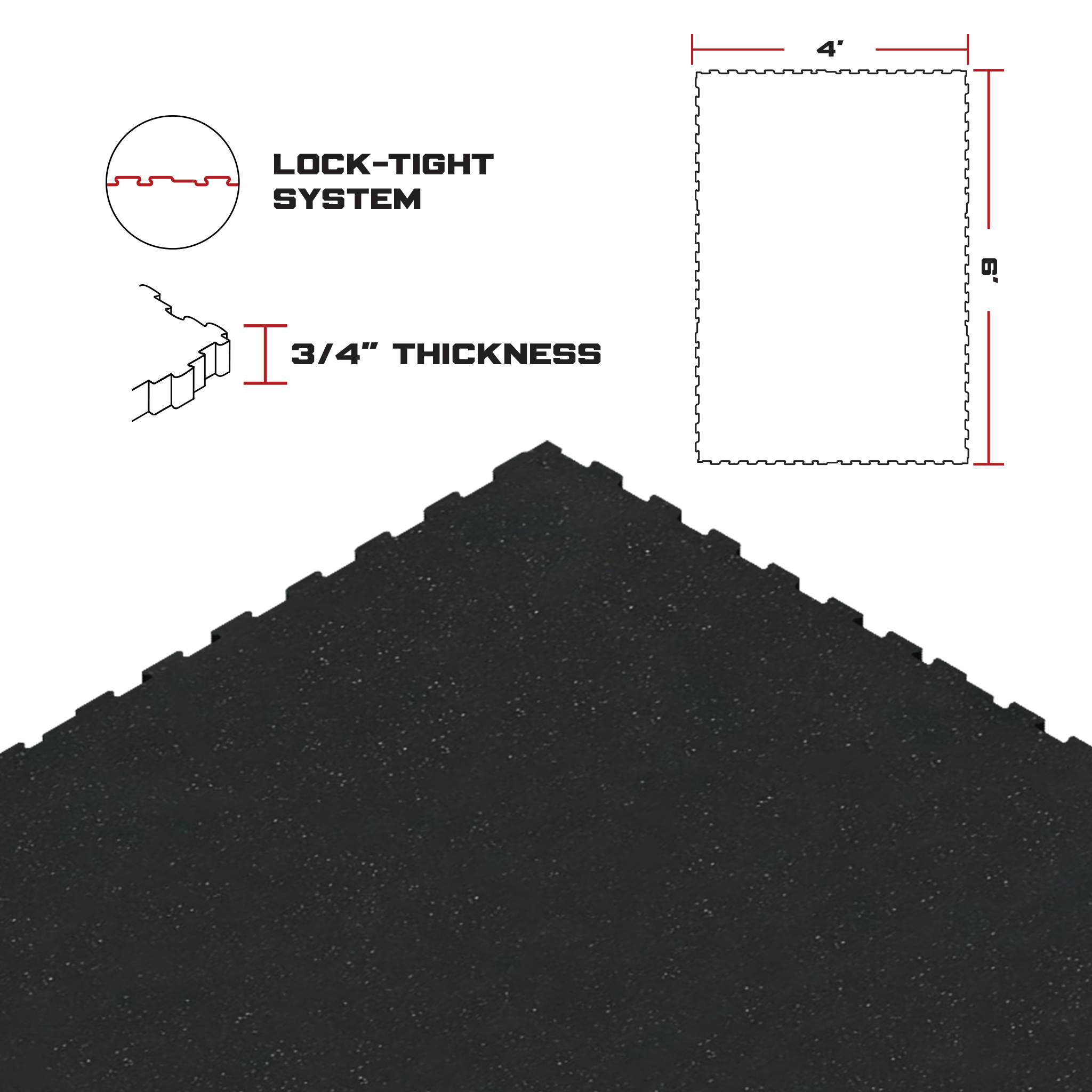 Interlocking 6' x 4' Rubber Mat 3/4