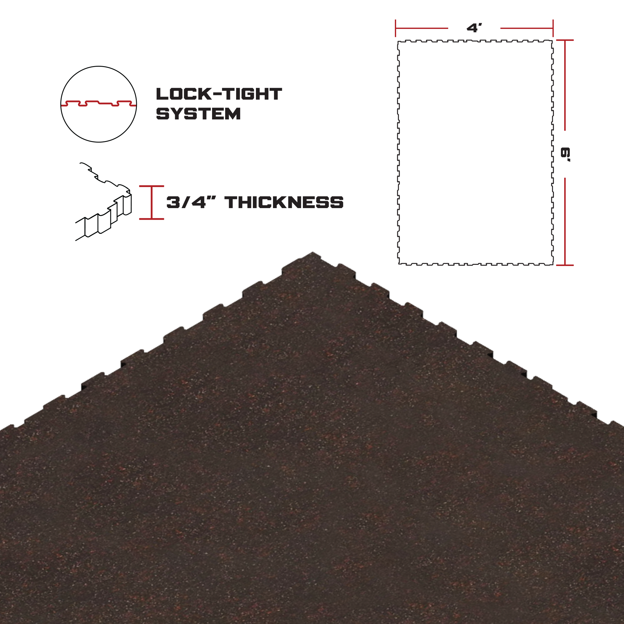 Interlocking 6' x 4' Rubber Mat 3/4
