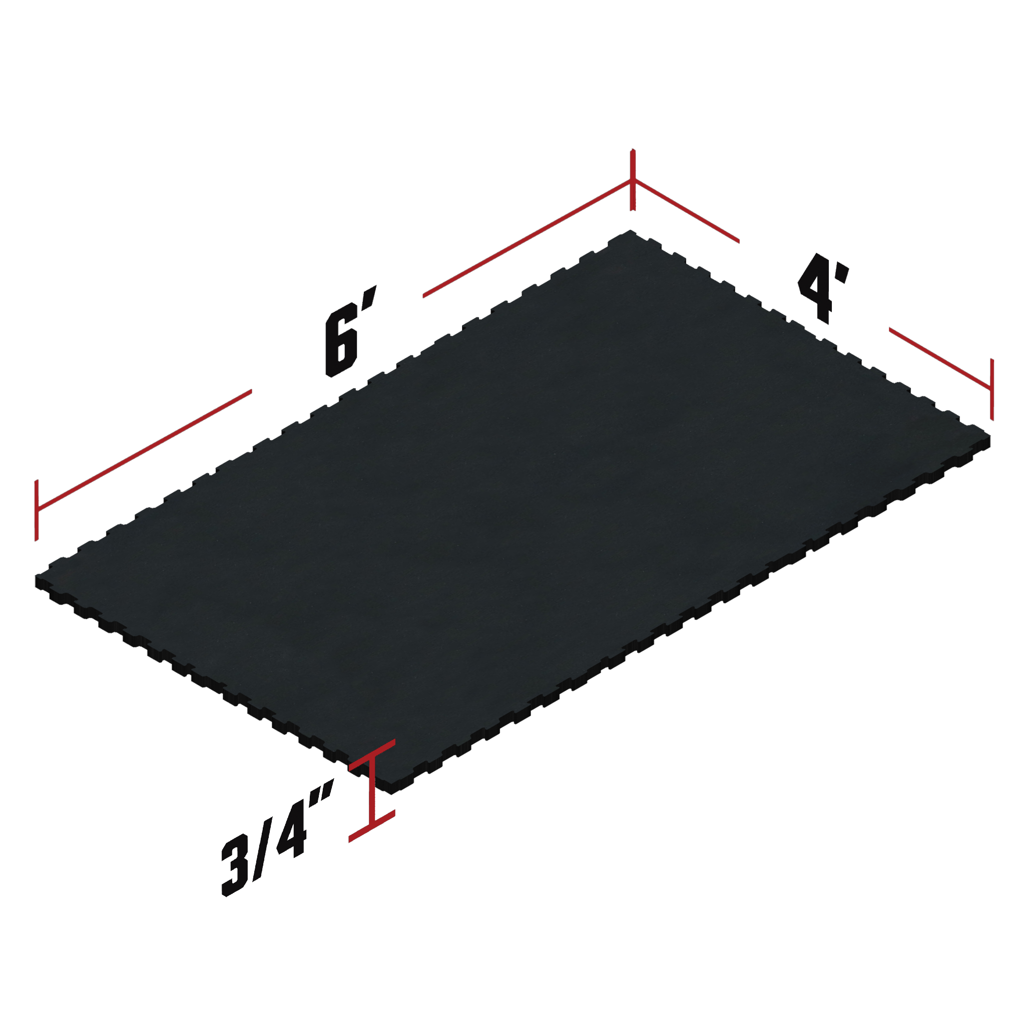 Interlocking 6' x 4' Rubber Mat 3/4