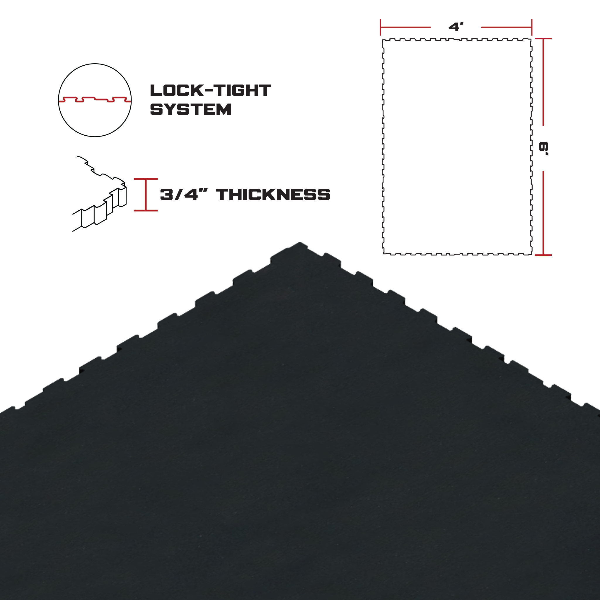 Interlocking 6' x 4' Rubber Mat 3/4