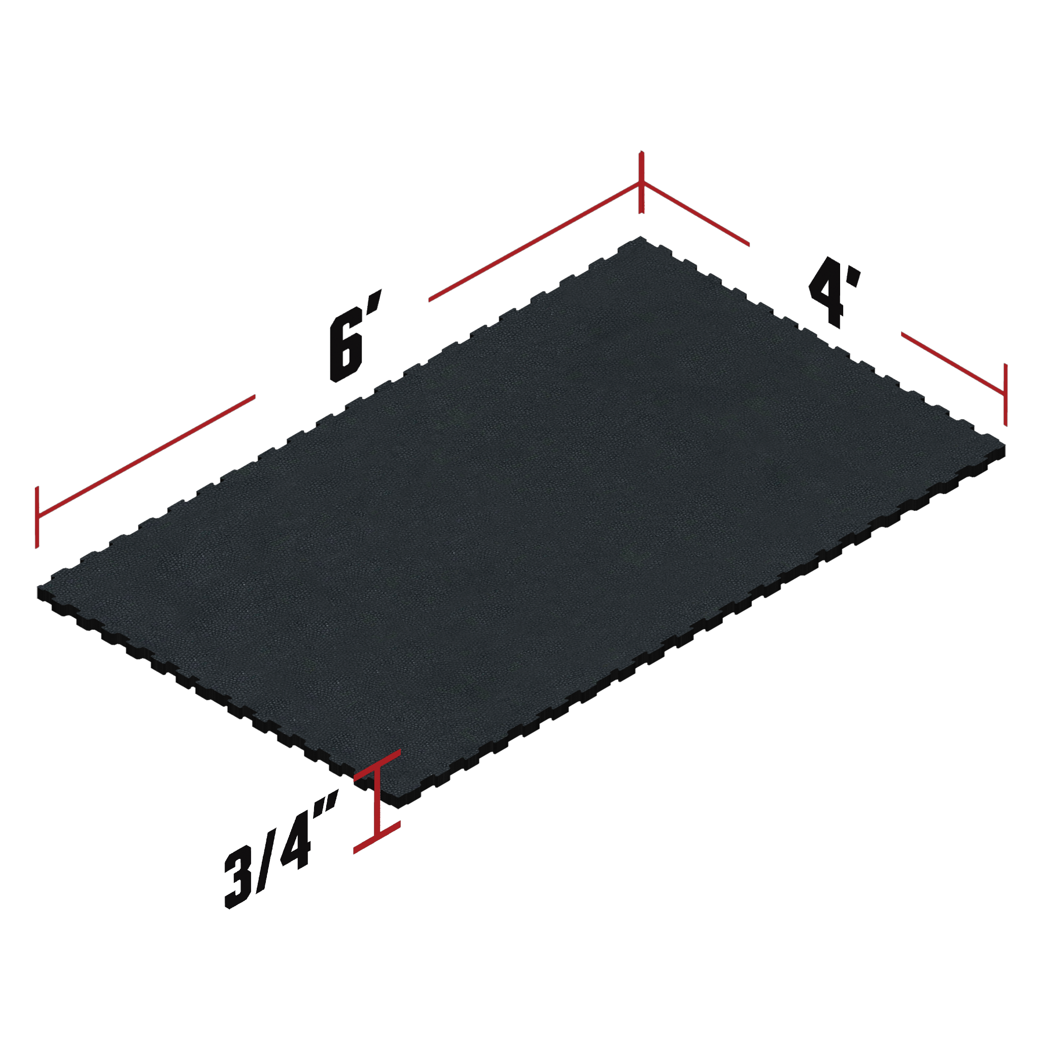 Interlocking 6' x 4' Rubber Mat 3/4