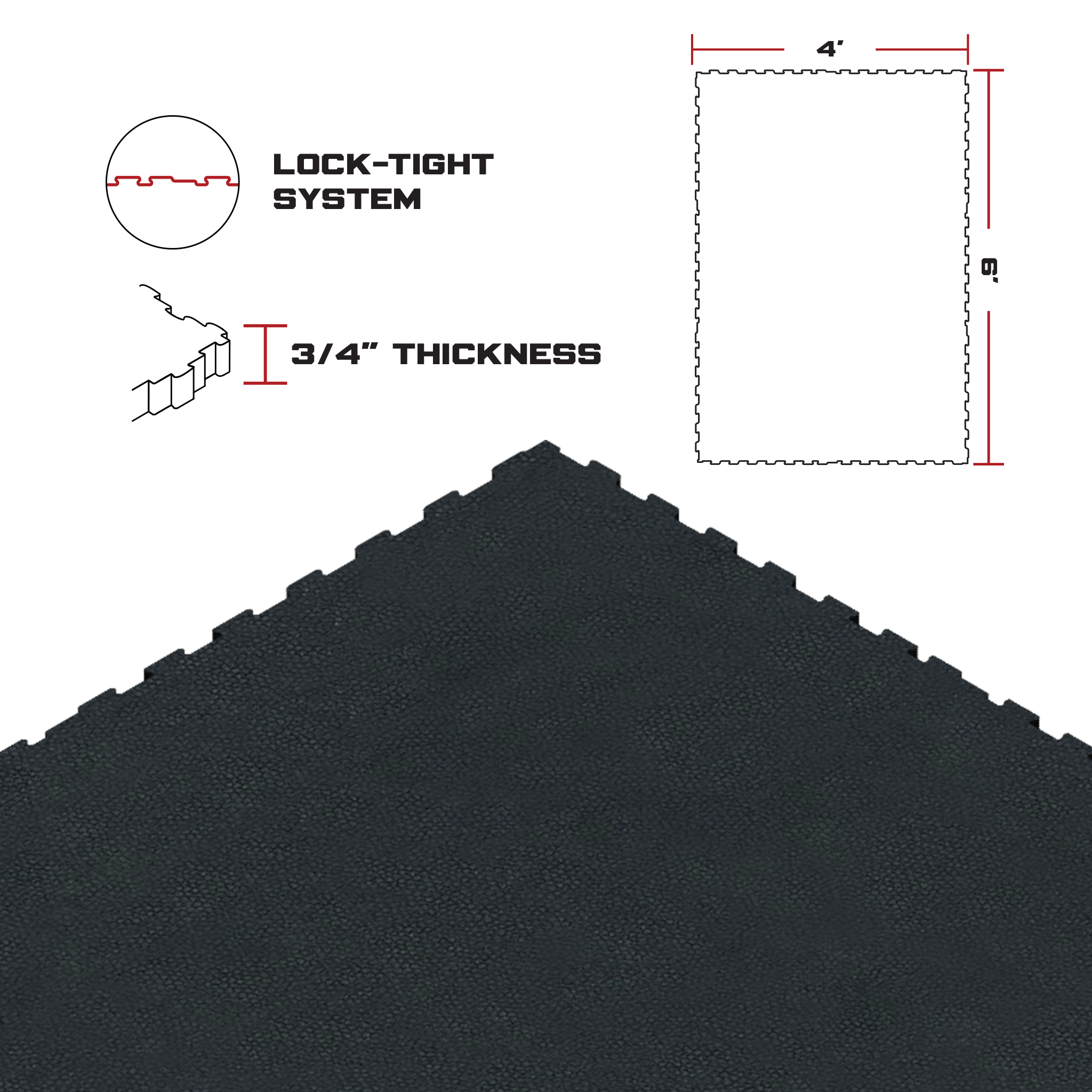 Interlocking 6' x 4' Rubber Mat 3/4