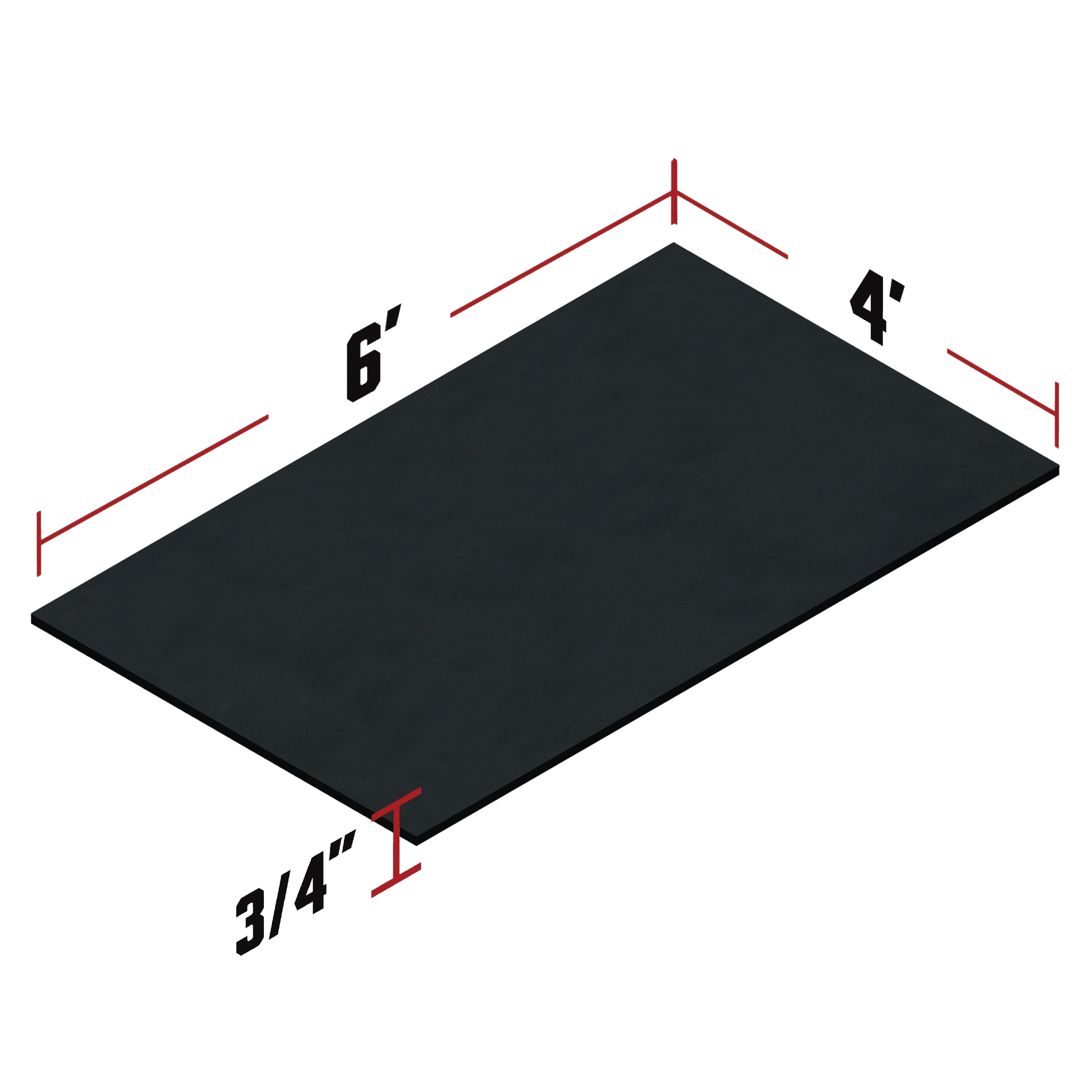6' x 4' Rubber Mat 3/4