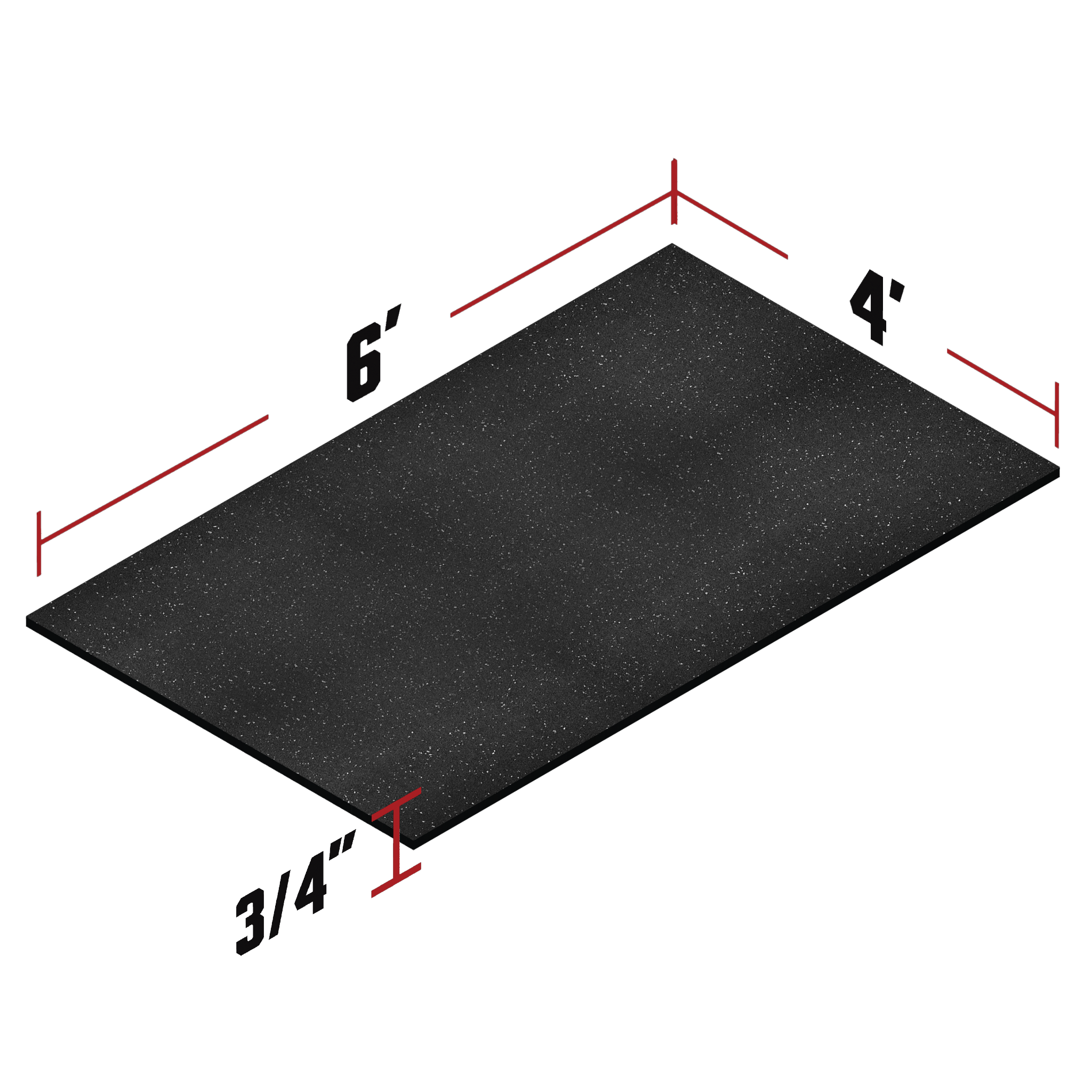 6' x 4' Rubber Mat 3/4