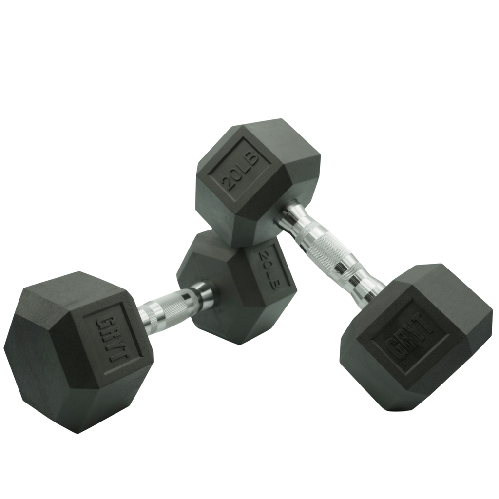 GrytFit Rubber Hex Dumbbells