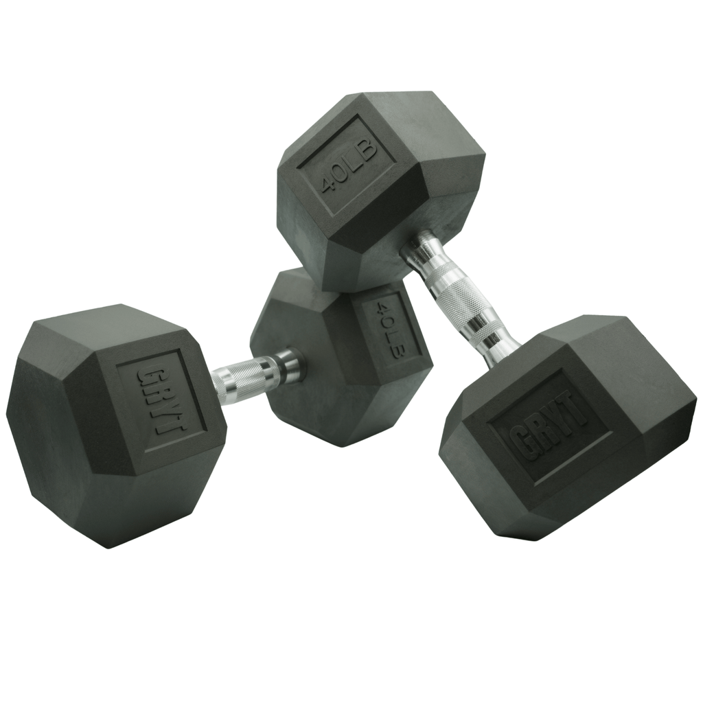 GrytFit Rubber Hex Dumbbells