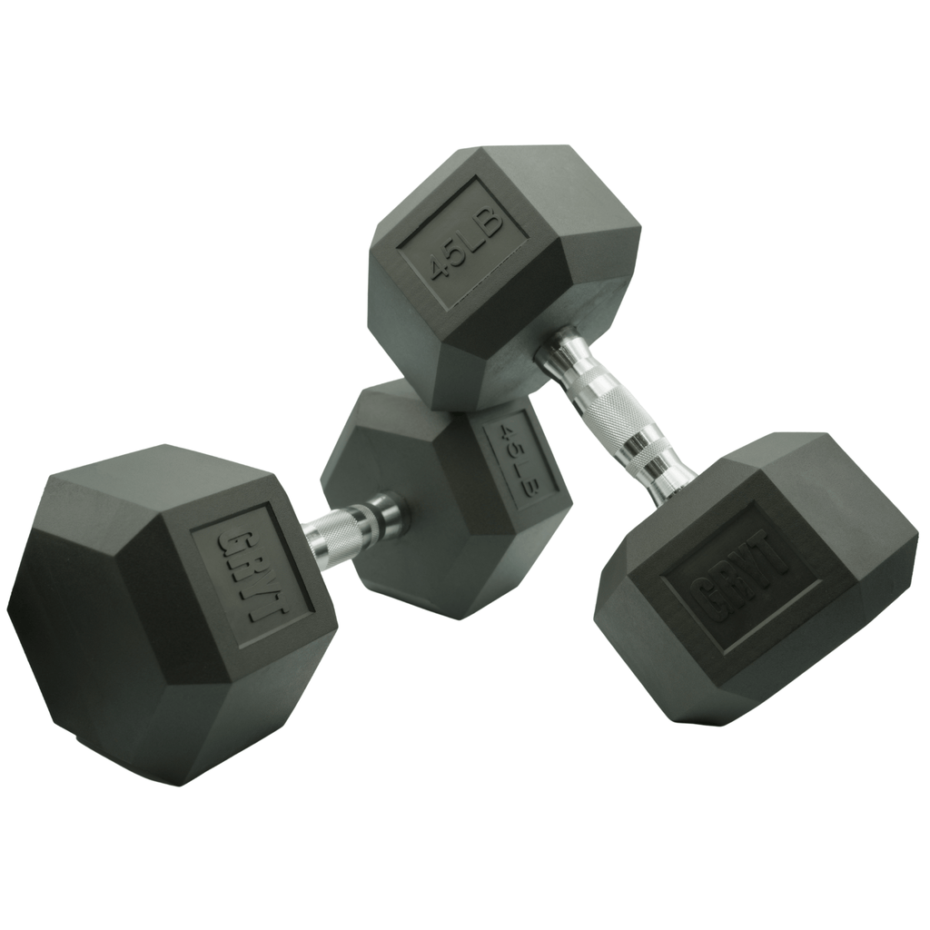 GrytFit Rubber Hex Dumbbells