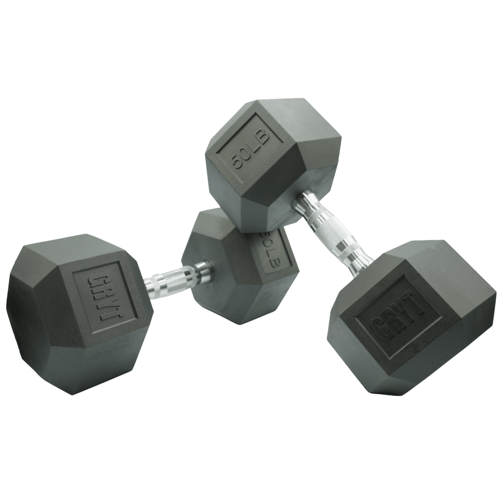GrytFit Rubber Hex Dumbbells