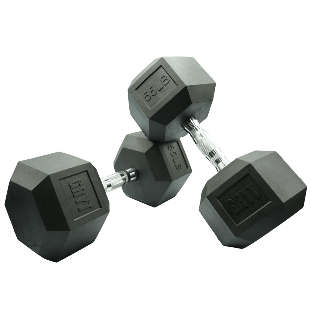GrytFit Rubber Hex Dumbbells