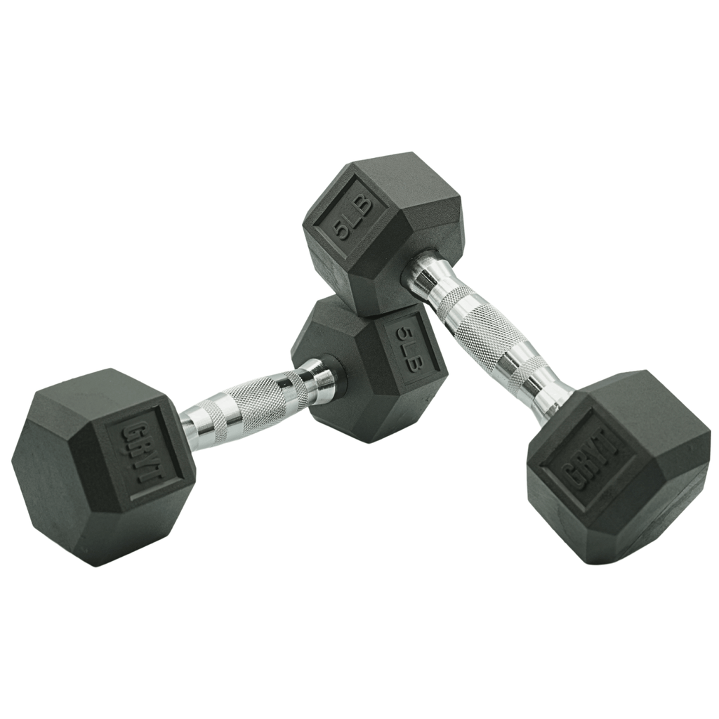 GrytFit Rubber Hex Dumbbells