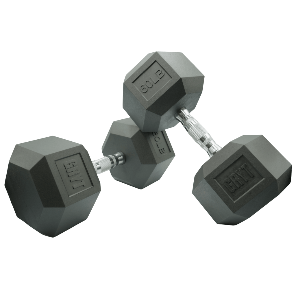 GrytFit Rubber Hex Dumbbells