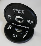 'Thumper' Thin Bumper Weight Plate Pairs. (Thinnest Bumper Plates Ever!)